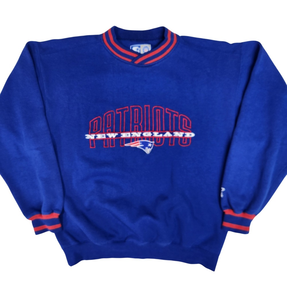 Vintage 90s Starter New England Patriots NFL Crewneck Sweatshirt Blue Medium